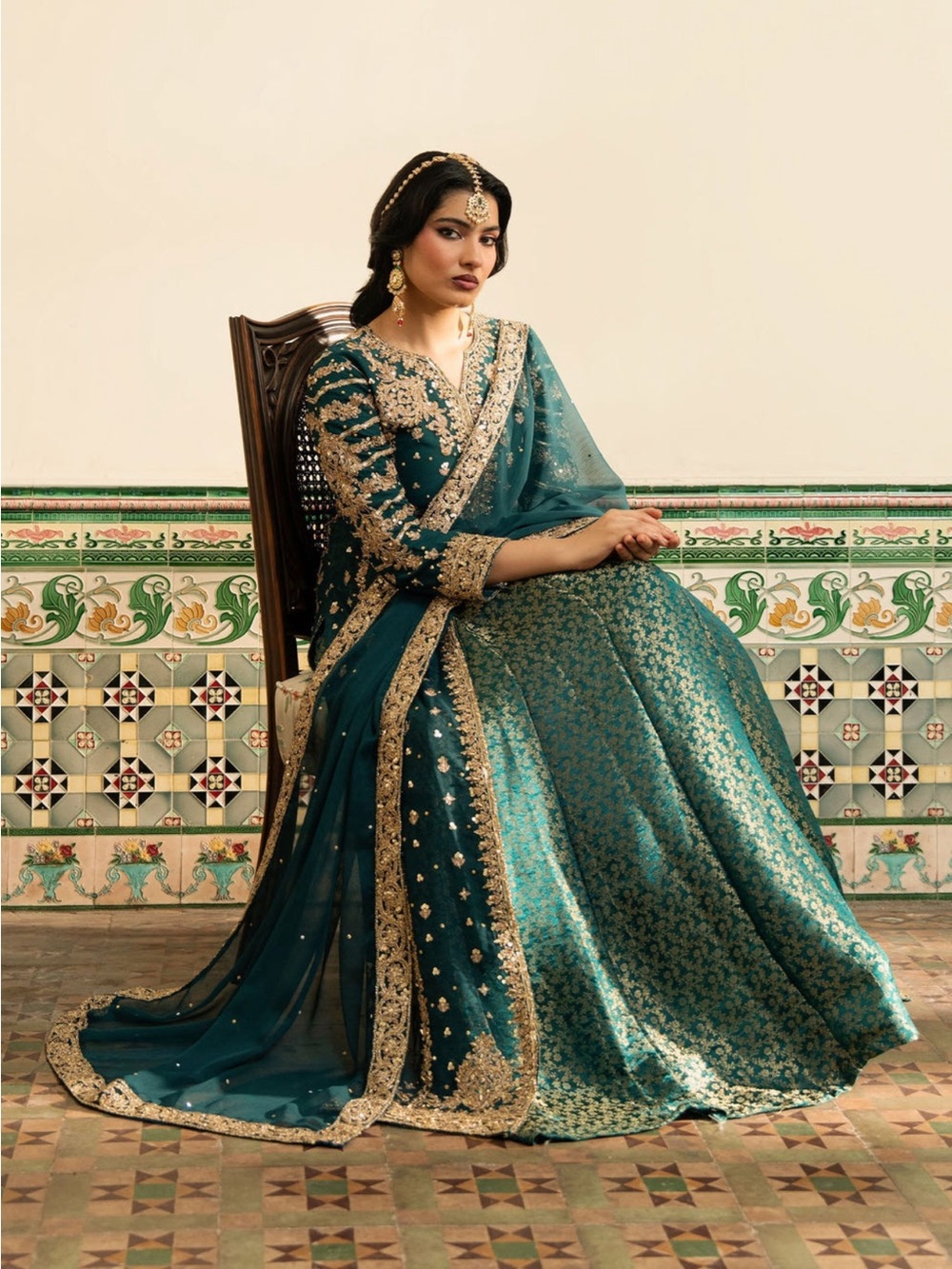 Teal Embroidered Anarkali Dress - Luxury Ethnic Wear